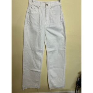 Triarchy White High Rise Wide Leg Cropped Jeans Sustainable‎ Denim